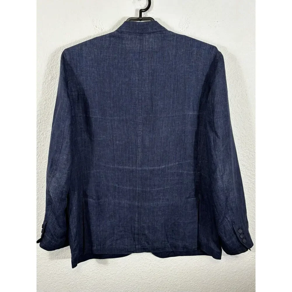 Martin Gordon Sports Coat Blazer Mens Size XL‎ Linen Blue Faint Stripes